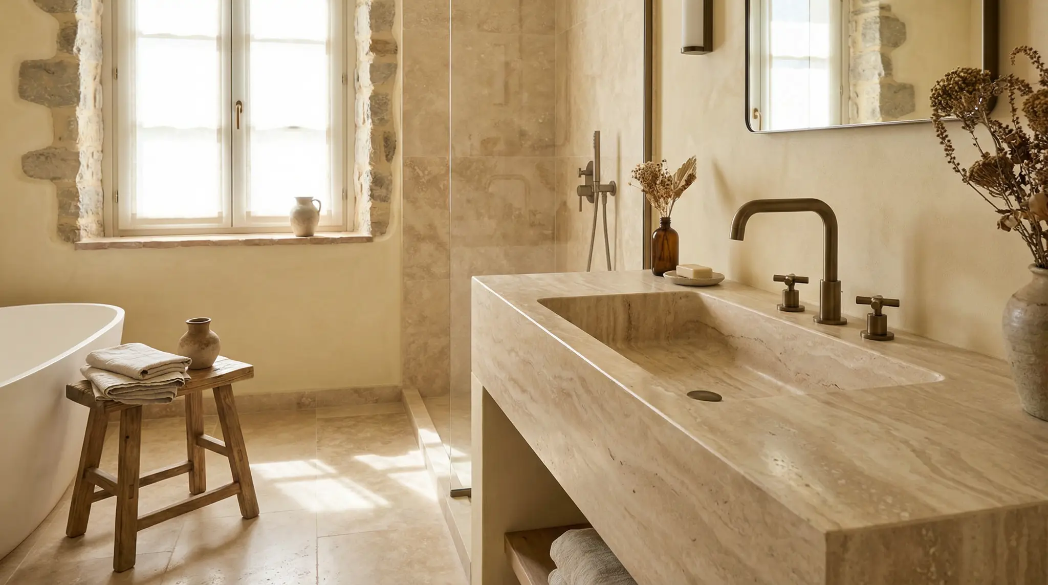 Bagno in travertino