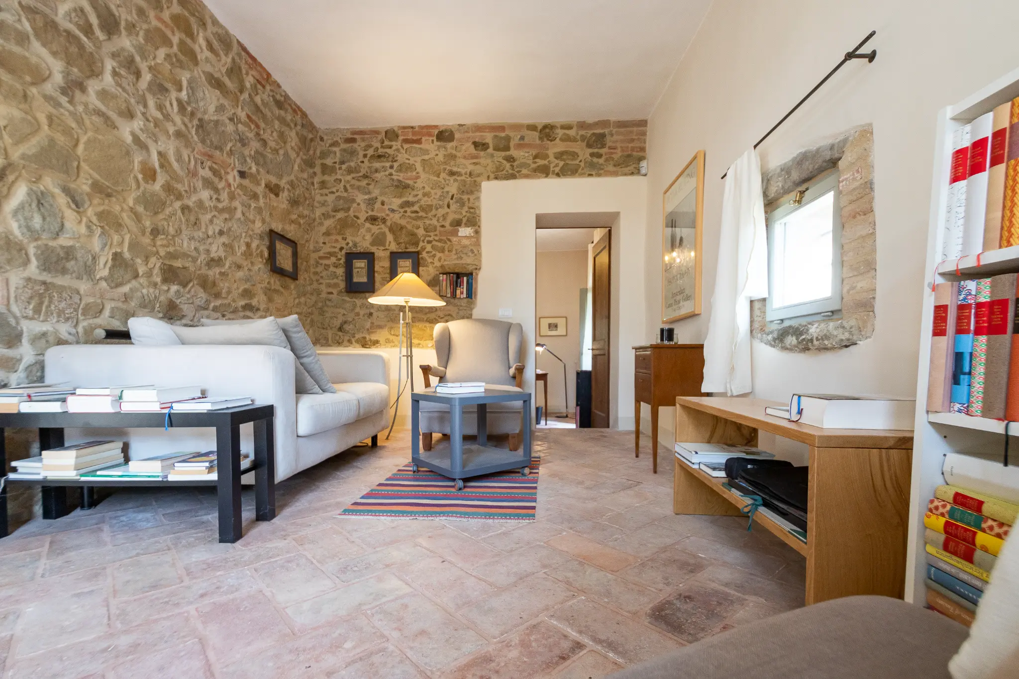 Stone farmhouse masonry during restoration