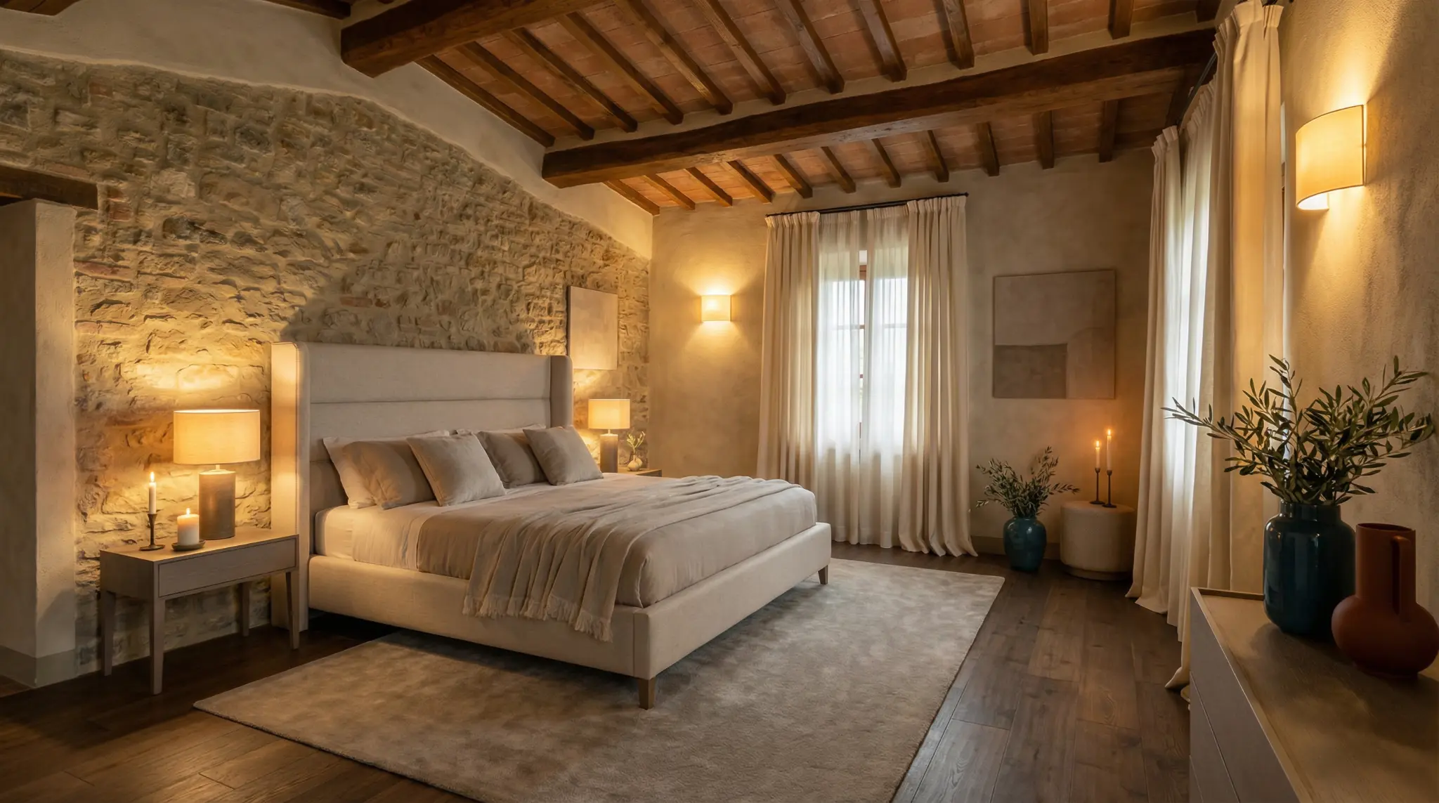 Camera da letto con arredi e finiture coordinate